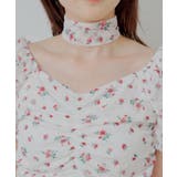 【Chico】チョーカー付きフラワープリントギャザートップス | PAL GROUP OUTLET | 詳細画像35