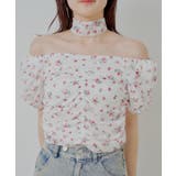 【Chico】チョーカー付きフラワープリントギャザートップス | PAL GROUP OUTLET | 詳細画像38