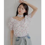 【Chico】チョーカー付きフラワープリントギャザートップス | PAL GROUP OUTLET | 詳細画像6