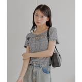 【Chico】ギンガムフロントリボンボレロデザインT | PAL GROUP OUTLET | 詳細画像1