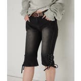 BLK | 【WHO'S WHO gallery】レースアップデニムカプリパンツ | PAL GROUP OUTLET