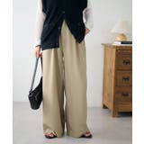 ベージュ | 【Discoat】サイドベルト付きワイドパンツ | PAL GROUP OUTLET