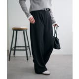 ブラック | 【Discoat】サイドベルト付きワイドパンツ | PAL GROUP OUTLET