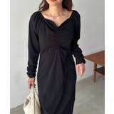BLACK | 【CAPRICIEUX LE'MAGE】WAVEネックギャザーOP | PAL GROUP OUTLET