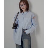 BLU | 【mline】肩あき刺繍ビッグシャツ | PAL GROUP OUTLET