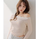 PNK | 【Chico】ワンショルレースプリントT | PAL GROUP OUTLET