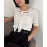 WHITE | 【CAPRICIEUX LE'MAGE】レースノット5分袖トップス | PAL GROUP OUTLET