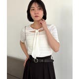 【CAPRICIEUX LE'MAGE】レースノット5分袖トップス | PAL GROUP OUTLET | 詳細画像1
