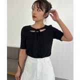 BLACK | 【CAPRICIEUX LE'MAGE】レースノット5分袖トップス | PAL GROUP OUTLET