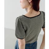 【Kastane】ボーダーパフ半袖ニット | PAL GROUP OUTLET | 詳細画像1