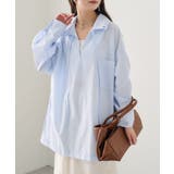 BLU | 【mystic】襟付きスキッパーシャツ | PAL GROUP OUTLET