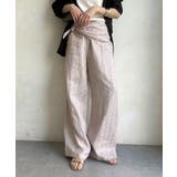 BE | 【DouDou】リネン混ストライプストール付パンツ | PAL GROUP OUTLET