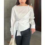 WHITE | 【CAPRICIEUX LE'MAGE】アシメリボンブラウス | PAL GROUP OUTLET