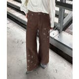 BROWN | 【Ciaopanic】【あみ企画】ラインストーンストライプワイドデニム | PAL GROUP OUTLET