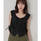 BLK | 【mline】ギャザーフレンチブラウス | PAL GROUP OUTLET