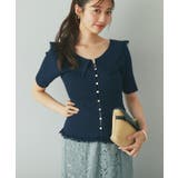 【La boutique BonBon】襟レーストリミング金ボタンニット | PAL GROUP OUTLET | 詳細画像9