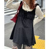 F/BLACK | 【Ciaopanic】ショルダーギャザーベロアチュニックワンピース | PAL GROUP OUTLET