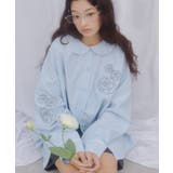 サックスブルー | 【Discoat】【umm】バラモチーフストライプシャツ | PAL GROUP OUTLET