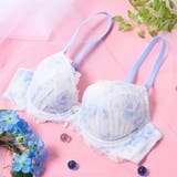 サックス | ふんわりレースローズプリント 3/4カップブラ | palissee