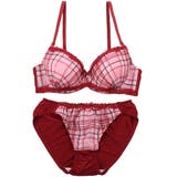 ワイン | 【GHカップ】タータンチェックプリント 3/4モールドカップブラ&ショーツ | palissee