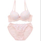 ピンク | プチフラワーレース 3/4モールドカップブラ&ショーツ | palissee