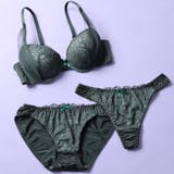 カーキ | サイドチュールレース ３/４モールドカップブラ＆ショーツ＋Tバック | palissee
