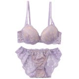 パープル | シアーレース３/４モールドカップブラ＆ショーツ | palissee