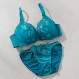 グリーン | 【EFカップ】サイドチュールレーシー3/4モールドカップブラ&ショーツ | palissee