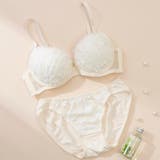 アイボリー | フラワーオーガンジー3/4モールドカップブラ&ショーツ | palissee