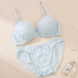 サックス | フラワーオーガンジー3/4モールドカップブラ&ショーツ | palissee
