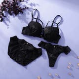 ブラック | マカロニコードローズケミカル3/4モールドカップブラ&ショーツ+Tバック | palissee