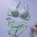 カーキ | 【EFカップ】シルバーラメフラワー3/4モールドカップブラ&ショーツ | palissee