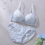 サックス | ガーリーハートレース3/4モールドカップブラ&ショーツ | palissee