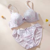 パープル | フェミニンフラワープリント３/４モールドカップブラ＆ショーツ | palissee