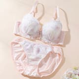 ピンク | フルーフシフォンフリル3/4モールドカップブラ&ショーツ | palissee