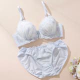 サックス | フルーフシフォンフリル3/4モールドカップブラ&ショーツ | palissee