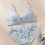 サックス | 【EFカップ】パステルフラワープリント3/4モールドカップブラ&ショーツ | palissee