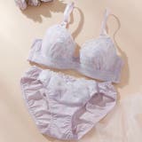 パープル | 【EFカップ】パステルフラワープリント3/4モールドカップブラ&ショーツ | palissee