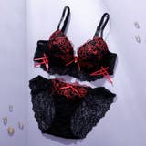 レッド | 【EFカップ】ビターハートレーシィ3/4モールドカップブラ&ショーツ | palissee