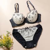 チャコールグレー | ミスティフルール3/4モールドカップブラ&ショーツ | palissee