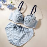 サックス | パピヨンフラワー3/4モールドカップブラ&ショーツ | palissee