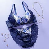 サックス | ローズプリント３/４モールドカップブラ＆ショーツ | palissee