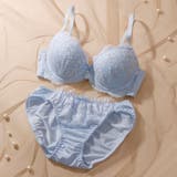 サックス | シャイニーフラワー 3/4モールドカップブラ&ショーツ | palissee