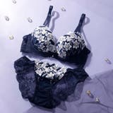 ネイビー | 【脇高】ムーンライトフラワー 脇高ブラ&バックレースショーツ A | palissee