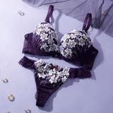 パープル | 【脇高】 ムーンライトフラワー 脇高ブラ&Tバックショーツ E F | palissee