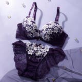 パープル | 【脇高】 ムーンライトフラワー 脇高ブラ＆バックレースショーツ  E F | palissee