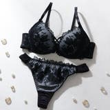ブラック | 【EFカップ】Sparkle Veil ブラ&Tバックショーツ | palissee