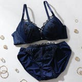 ネイビー | 【EFカップ】Sparkle Veil ブラ&ショーツ | palissee