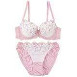 ピンク | オーロラフラワーレース 3/4カップブラ&ショーツ | palissee