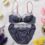 ネイビー | 【EFカップ】ふんわりガーリーシフォン3/4カップブラ&ショーツ | palissee